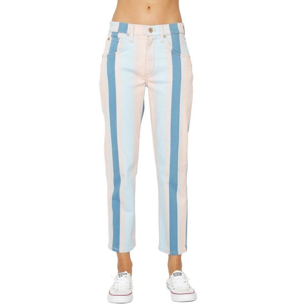 James Jeans Sz. 27 NWT Coastal Stripe Donna'High Rise Mom Jean               332